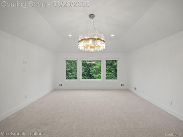 4331 Spruce Hill Ln, Birmingham, MI 48301 - spare room with a chandelier, light carpet, and recessed lighting