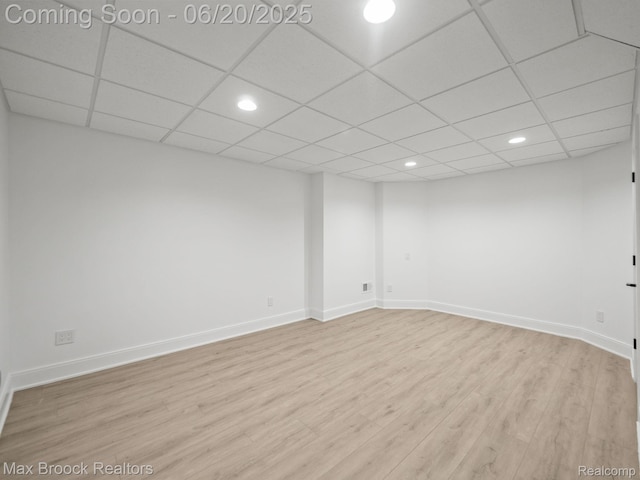 4331 Spruce Hill Ln, Birmingham, MI 48301 - finished basement with recessed lighting, light wood-type flooring, and a drop ceiling