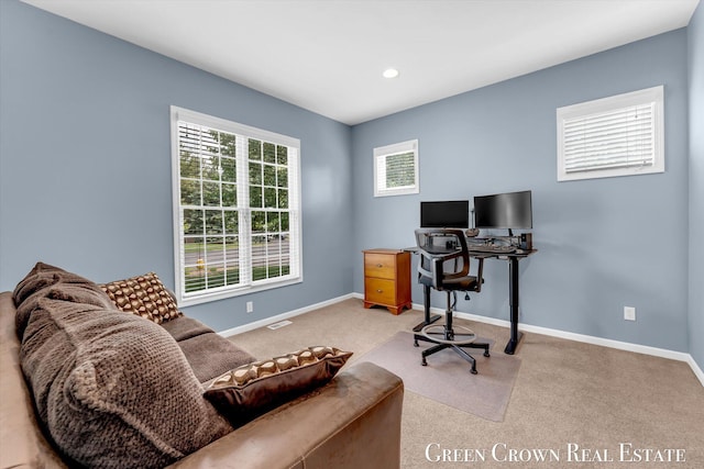 5173 Olsen Springs Ct Unit 13, Wyoming, MI 49509 - carpeted home office featuring baseboards and recessed lighting