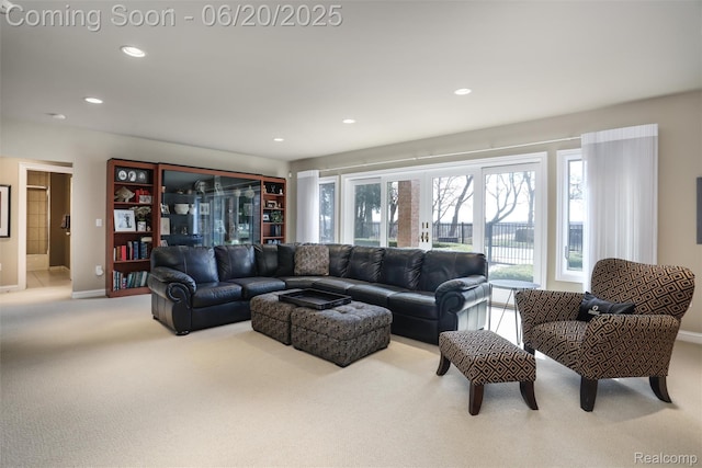 5007 Rockaway Ln, Clarkston, MI 48348 - living room featuring carpet and recessed lighting