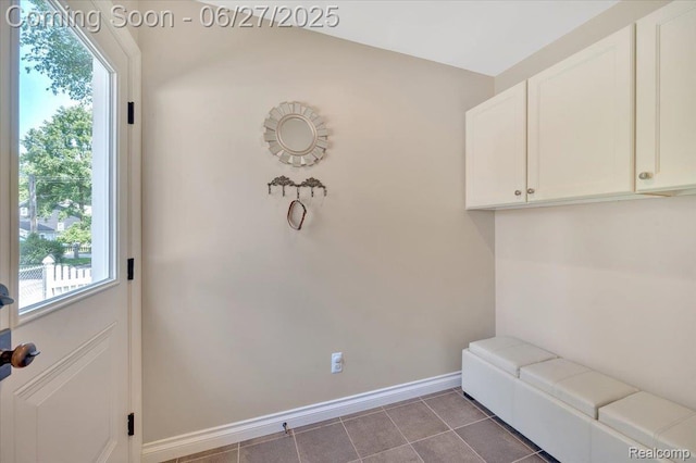 240 Red Oak Ln, Rochester Hills, MI 48307 - mudroom with healthy amount of natural light and dark tile patterned floors