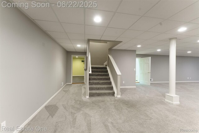 5258 Hidden Pines Dr, Brighton, MI 48116 - stairs featuring carpet floors and recessed lighting