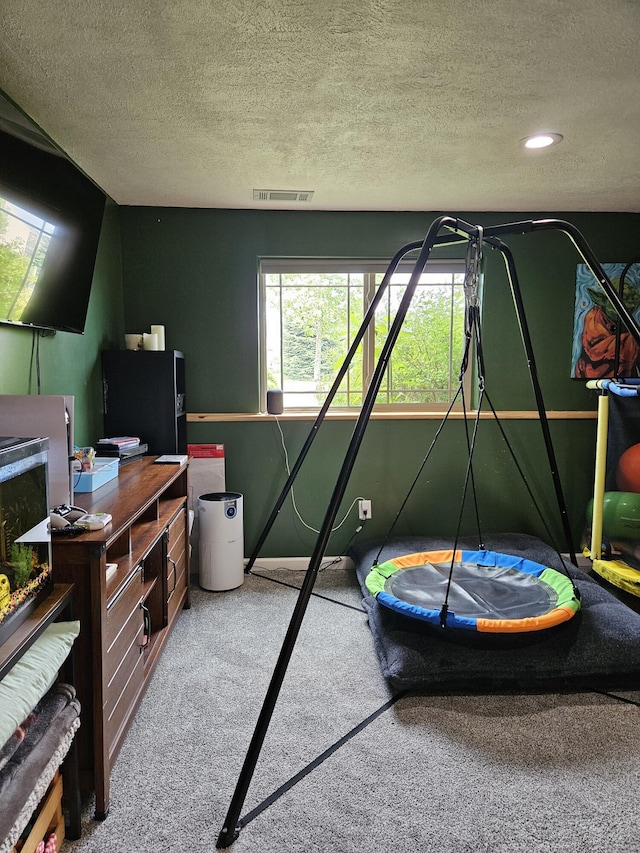 16304 Trent Ridge Dr, Cedar Springs, MI 49319 - carpeted bedroom featuring a textured ceiling and recessed lighting