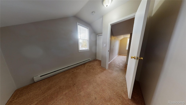 929 Kettering Ave, Pontiac, MI 48340 - bonus room featuring baseboard heating, light carpet, and lofted ceiling
