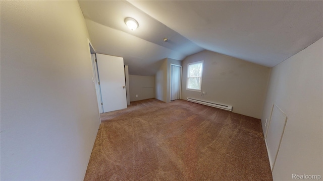 929 Kettering Ave, Pontiac, MI 48340 - additional living space featuring baseboard heating, carpet floors, and vaulted ceiling