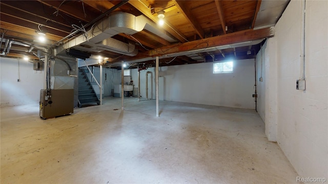 929 Kettering Ave, Pontiac, MI 48340 - basement with heating unit and stairs