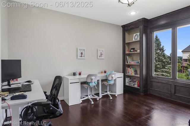 48392 Binghampton Dr, Northville, MI 48168 - home office featuring wood finished floors and recessed lighting