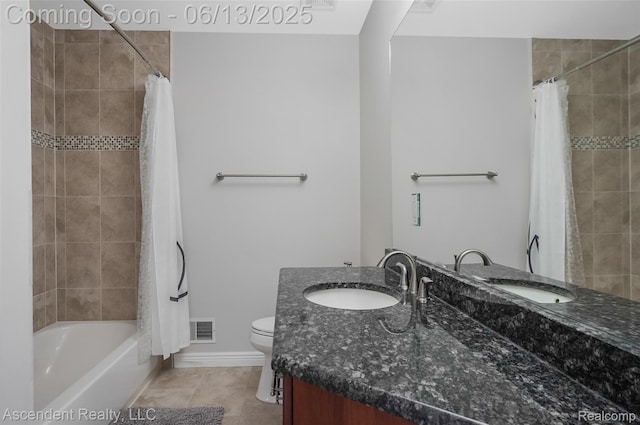 48392 Binghampton Dr, Northville, MI 48168 - bathroom with vanity, tile patterned floors, and shower / bath combination with curtain