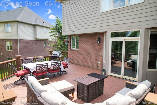 48392 Binghampton Dr, Northville, MI 48168 - deck with outdoor dining space, outdoor lounge area, and a grill