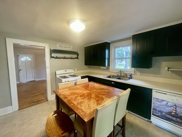 408 Wilkinson St, Chelsea, MI 48118 - kitchen featuring white appliances, dark cabinetry, light countertops, and under cabinet range hood