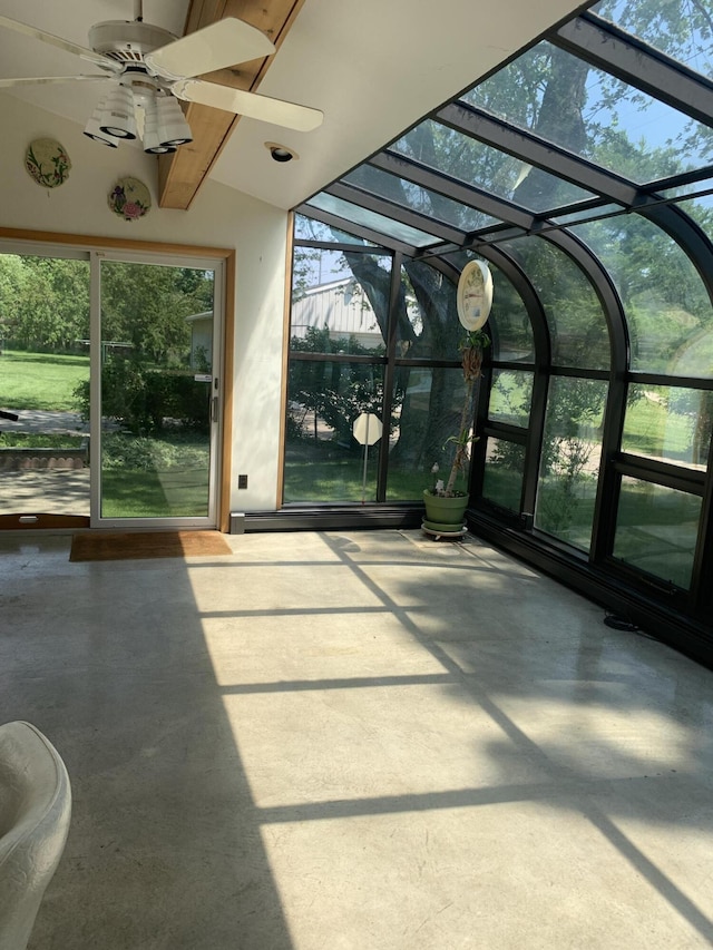 5513 S Waverly Rd, Lansing, MI 48911 - unfurnished sunroom featuring a ceiling fan and lofted ceiling