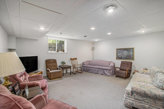 27569 Hawthorne Rd, Sturgis, MI 49091 - living room with carpet floors, recessed lighting, and a drop ceiling
