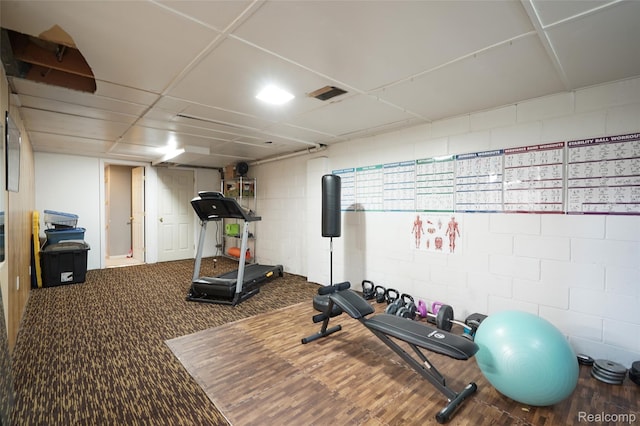 1348 Tull Dr, Waterford, MI 48327 - workout room with concrete block wall