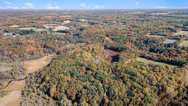 2347 W W Dowling Rd, Delton, MI 49046 - aerial view of property and surrounding area featuring a heavily wooded area