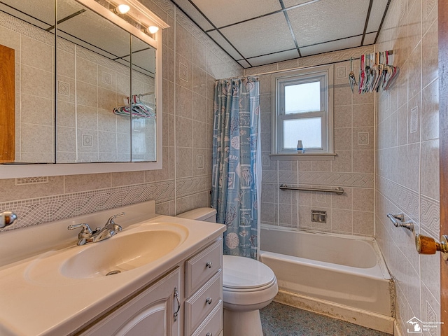 2109 Spaulding Rd, Monroe, MI 48162 - full bathroom with tile walls, vanity, and shower / bath combo with shower curtain