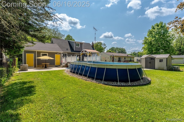 11704 Schram St, Grand Blanc, MI 48439 - view of yard with a storage shed and a patio area