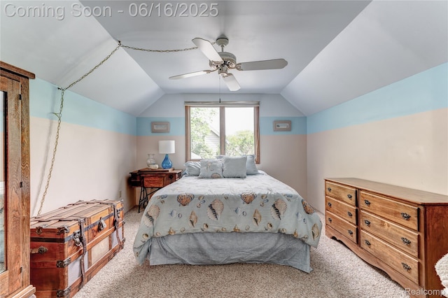 11704 Schram St, Grand Blanc, MI 48439 - bedroom with carpet, lofted ceiling, and a ceiling fan