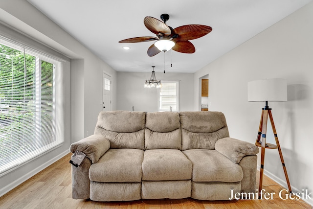 932 Kentfield St SW, Wyoming, MI 49509 - living area with ceiling fan, healthy amount of natural light, light wood-style flooring, and recessed lighting
