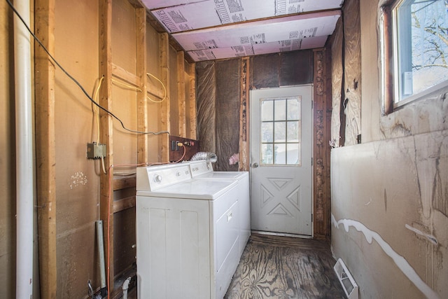 225 Sheldon St, Dowagiac, MI 49047 - laundry area with washing machine and clothes dryer and wood finished floors