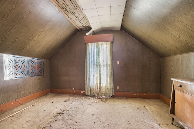 225 Sheldon St, Dowagiac, MI 49047 - additional living space featuring vaulted ceiling and wood walls
