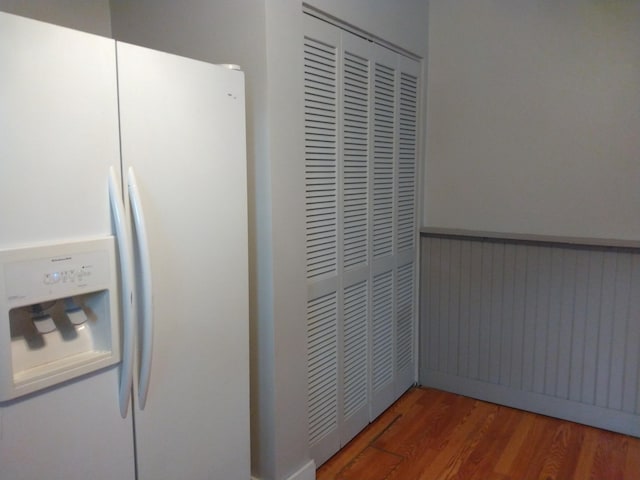 1830 Ferry St, Niles, MI 49120 - detailed view of white refrigerator with ice dispenser and wood finished floors