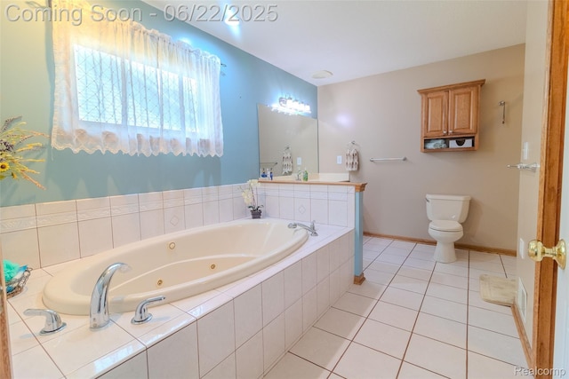 15980 Monterey St, Southgate, MI 48195 - bathroom featuring a whirlpool tub, tile patterned flooring, and vanity