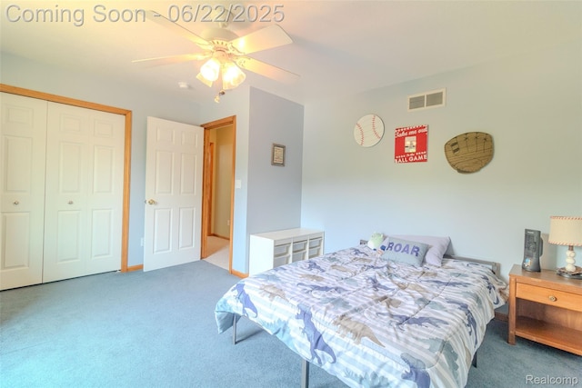 15980 Monterey St, Southgate, MI 48195 - bedroom with carpet flooring, a closet, and a ceiling fan