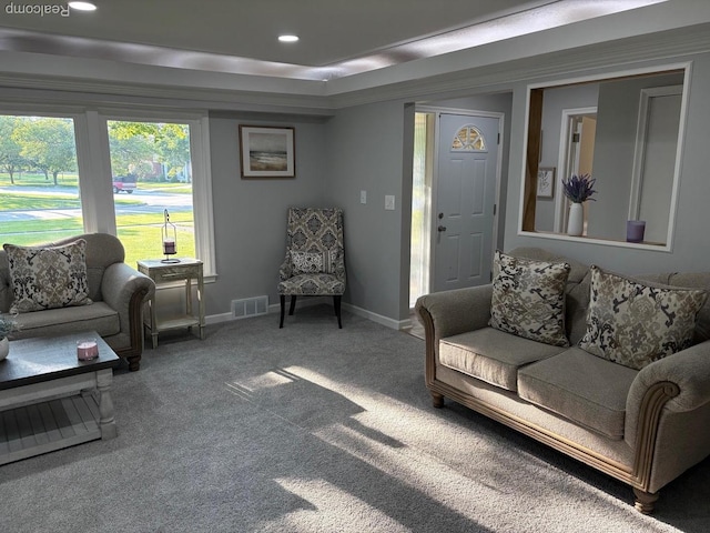 2211 Parkside St, Trenton, MI 48183 - carpeted living room with baseboards and recessed lighting
