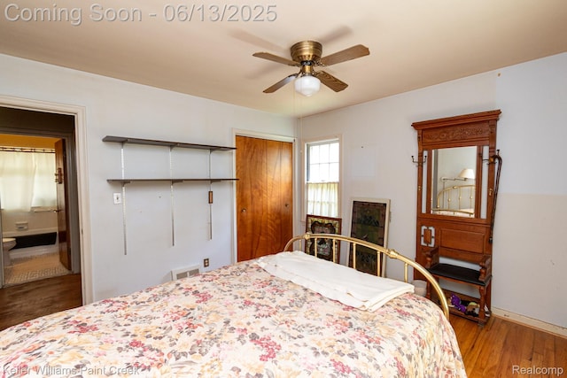 526 W Webster Rd, Royal Oak, MI 48073 - bedroom featuring wood finished floors, a closet, and ceiling fan