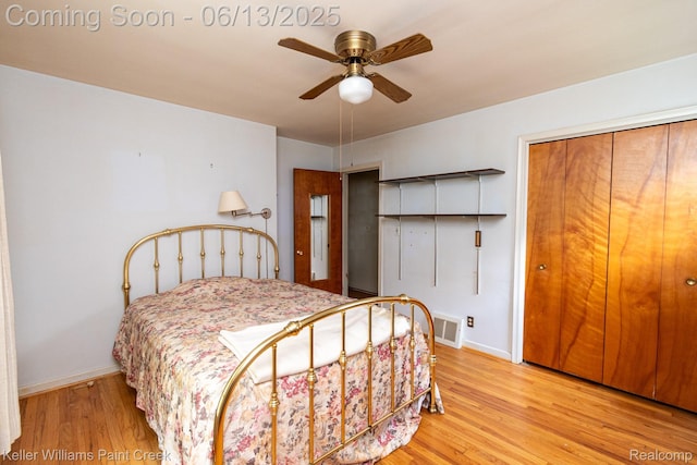 526 W Webster Rd, Royal Oak, MI 48073 - bedroom with wood finished floors, a closet, and ceiling fan