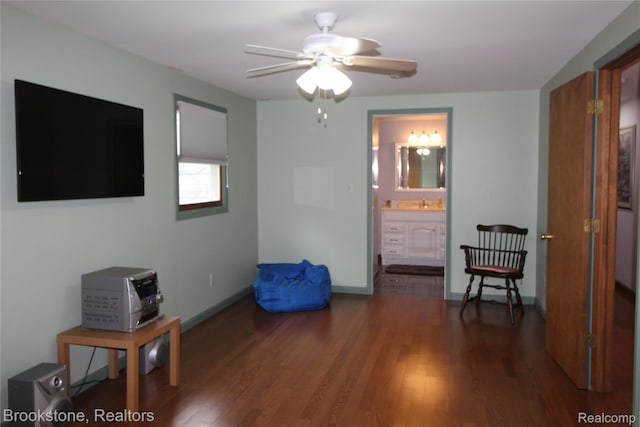32599 Armada Ridge Rd, Richmond, MI 48062 - sitting room featuring ceiling fan and wood finished floors