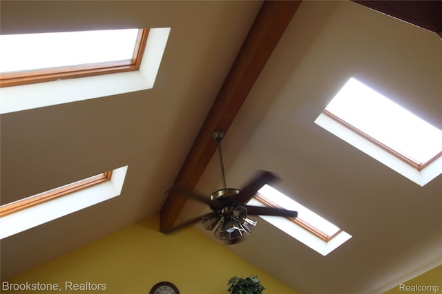 32599 Armada Ridge Rd, Richmond, MI 48062 - detailed view of a skylight, a ceiling fan, and beam ceiling