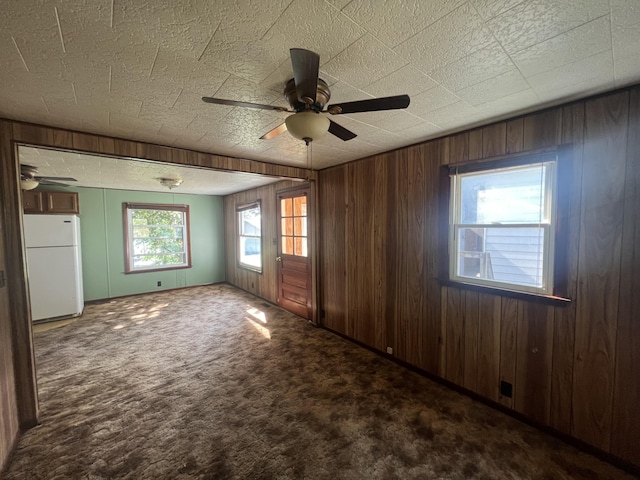 919 Nature Ln, Montgomery, MI 49255 - carpeted spare room featuring ceiling fan and wooden walls