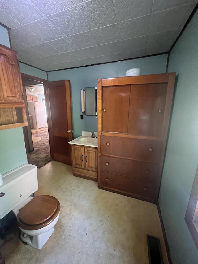 919 Nature Ln, Montgomery, MI 49255 - bathroom featuring tile patterned floors, vanity, and washer / clothes dryer