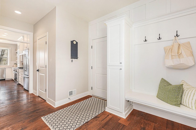 2377 Lake Birch Ct NE, Grand Rapids, MI 49525 - mudroom with dark wood-type flooring and recessed lighting
