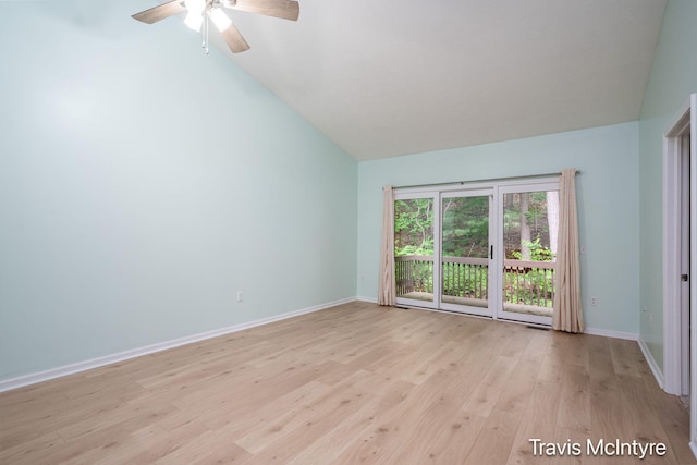 17909 Hidden Dunes Ln Unit B, Spring Lake, MI 49456 - empty room with vaulted ceiling, light wood-style floors, and ceiling fan