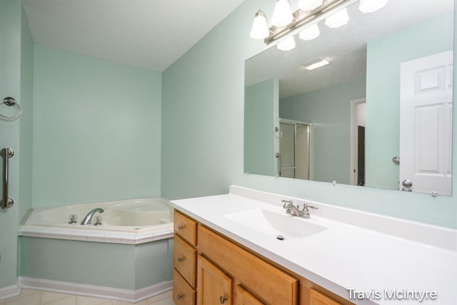 17909 Hidden Dunes Ln Unit B, Spring Lake, MI 49456 - full bath with vanity, a bath, a stall shower, and tile patterned flooring