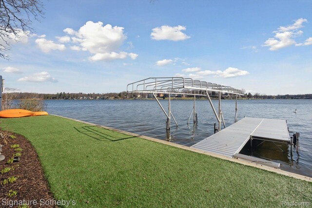 3806 Island Park Dr, Waterford, MI 48329 - dock with a water view and a lawn