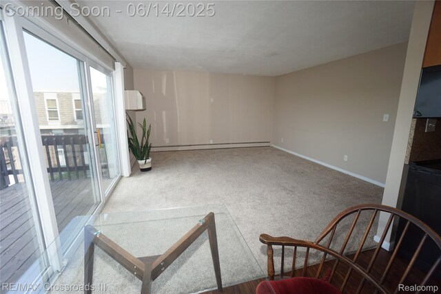 250 N Liberty St Unit 310, Belleville, MI 48111 - carpeted living room with baseboards and a baseboard heating unit