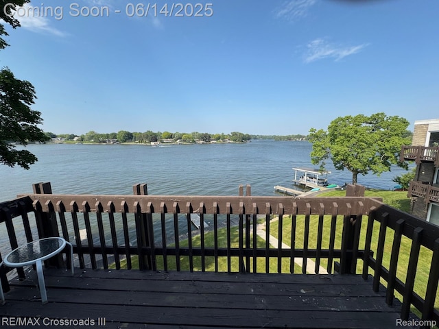 250 N Liberty St Unit 310, Belleville, MI 48111 - deck featuring a water view and a dock