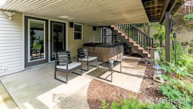 15159 Westray St, Grand Haven, MI 49417 - view of patio / terrace featuring a hot tub and stairs