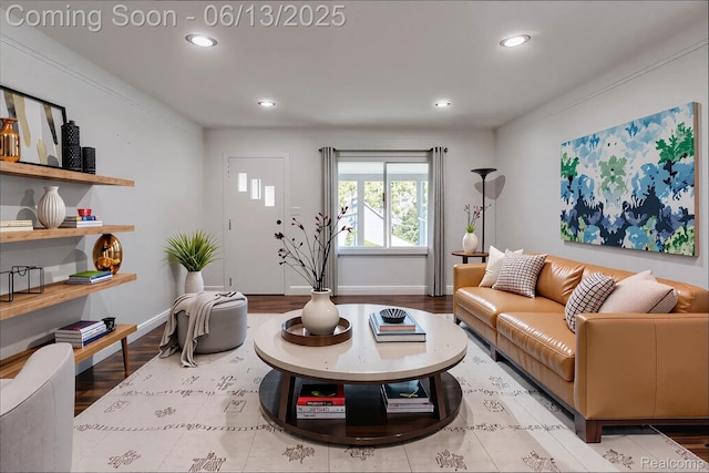 1904 Academy St, Ferndale, MI 48220 - living room featuring wood finished floors and recessed lighting
