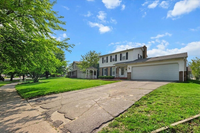 2144 Stanford Dr SE, Kentwood, MI 49508 - traditional-style house with brick siding, a front lawn, driveway, and an attached garage