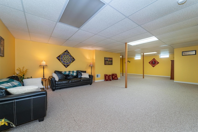 5992 Cedar Ridge Dr, Ann Arbor, MI 48103 - carpeted living room featuring a drop ceiling