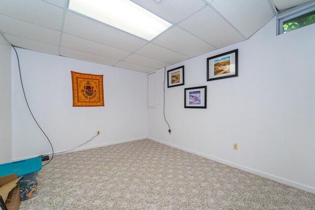 5992 Cedar Ridge Dr, Ann Arbor, MI 48103 - below grade area featuring carpet flooring and a drop ceiling