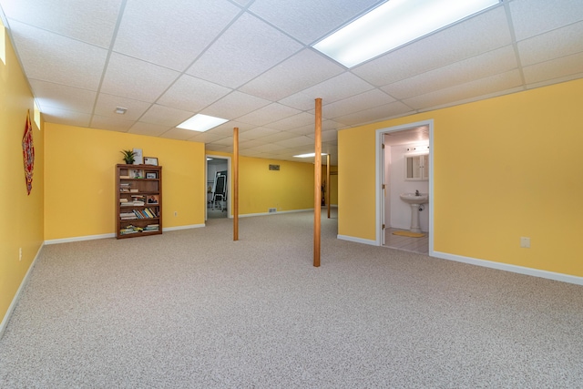 5992 Cedar Ridge Dr, Ann Arbor, MI 48103 - finished basement featuring carpet flooring and a paneled ceiling