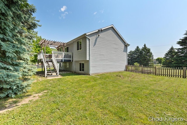 647 Maynard NW, Grand Rapids, MI 49504 - rear view of house with stairway, a deck, and a pergola