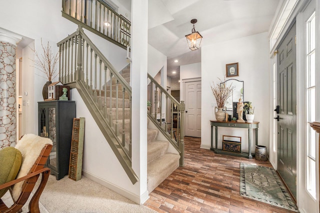 2975 Pine Edge Ct, Holland, MI 49424 - foyer featuring stairway, hardwood / wood-style flooring, and recessed lighting