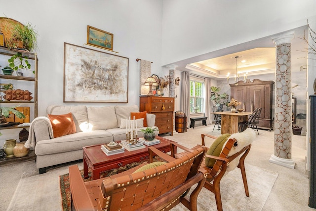 2975 Pine Edge Ct, Holland, MI 49424 - living room with ornate columns and light carpet