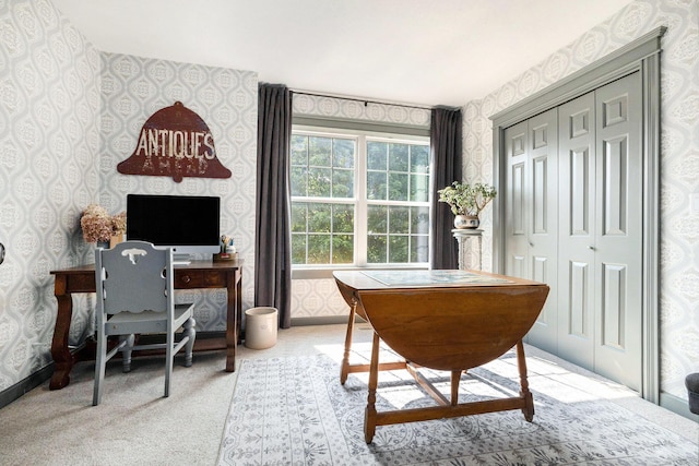2975 Pine Edge Ct, Holland, MI 49424 - office space featuring wallpapered walls and carpet floors